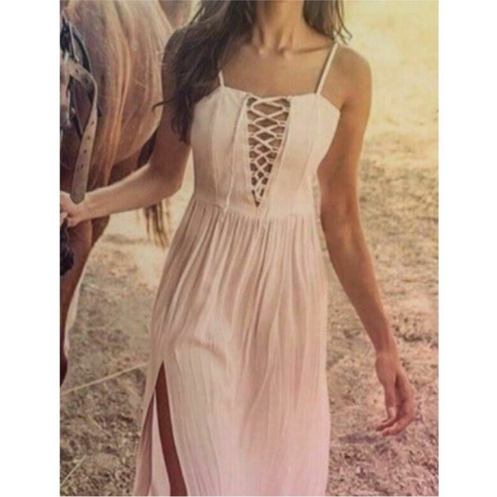 Flynn Skye Mara Midi Dress Womens Small Pink Slit